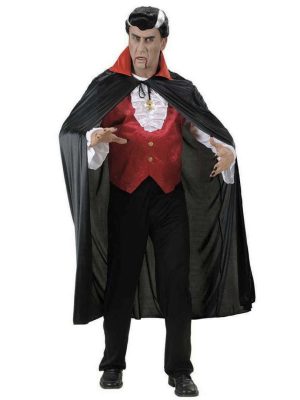 Kırmızı Yakalı Siyah Dracula Pelerin 120 cm