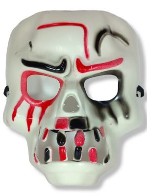 Beyaz Üzeri Rengarenk Korku Dişli Kafatası Maskesi 30x22 cm