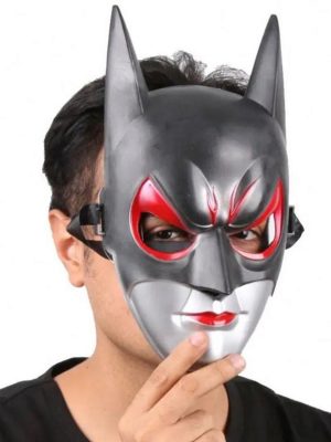 Kırmızı Gözlü Siyah Batman Maske - Lastikli Batgirl Maskesi 28x17 cm