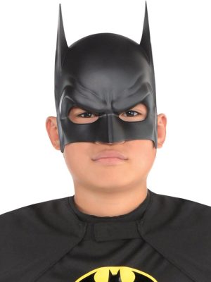 Siyah Renk Çocuk Boy Arkadan Lastikli Batman Maskesi A Kalite  20x14 cm