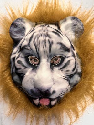 Kahverengi Saçlı Dişli Kaplan Maskesi Mega Peluş 25 No