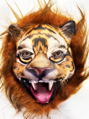 Kahverengi Saçlı Yeleli Aslan Kaplan Kurt Maskesi Mega Peluş 28 No