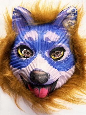 Kahverengi Saçlı Mavi Yüz Sevimli Köpek Maskesi 30 No