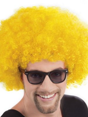 Sarı Renk Kıvırcık Afro Bonus Peruk