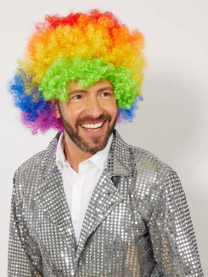 Rengarenk Kıvırcık Afro Bonus Peruk