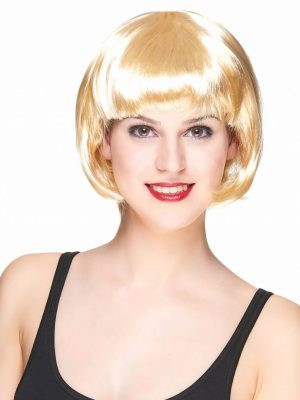 Platin Altın Dore Renk Küt Parti Peruğu Kısa Takma Peruk
