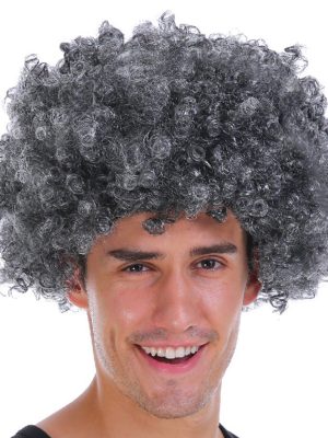 Gri Renk Kabarık Bonus Peruk Afro Takma Saç