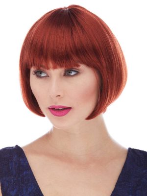 Kızıl Renk Düz Kesim Astarlı Küt Parti Peruğu