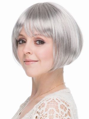Gri Gümüş Renk Düz Kesim Astarlı Küt Parti Peruğu