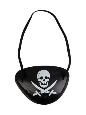 Siyah Renk Kuru Kafa Baskılı Plastik Korsan Göz Maskesi Korsan Göz Bandı