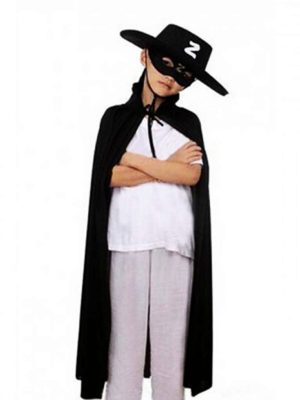 Çocuk Boy Zorro Pelerin + Şapka + Maske Kostüm Seti