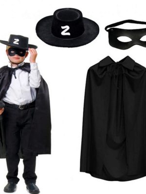 Zorro Pelerini Şapkası ve Maske Seti Çocuk Boy