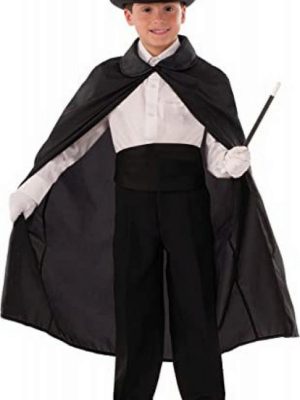 Sihirbaz Pelerini 90 cm ve Sihirbaz Şapkası Siyah Renk Çocuk Boy