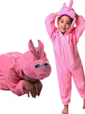 Çocuk Tavşan Kostümü Pembe Renk 2-3 Yaş 80 cm