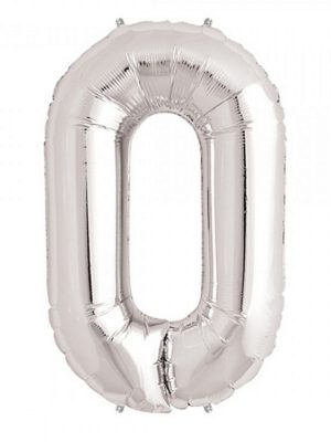 0 Rakam Folyo Balon Gümüş  40 inç