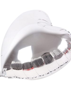 Kalp Balon Folyo Gümüş 45 cm 18 inç