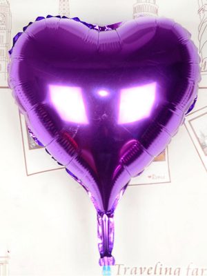 Kalp Uçan Balon Folyo Mor 80 cm 32 inç