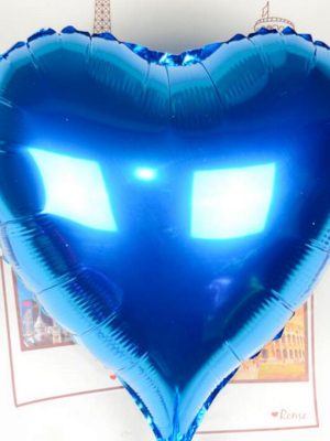 Kalp Uçan Balon Folyo Mavi 80 cm 32 inç