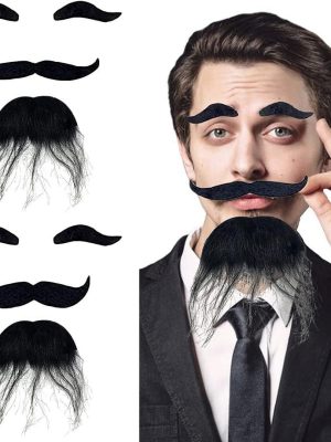 Siyah Renk Kendinden Yapışkanlı Takma Sakal Bıyık ve Kaş Seti
