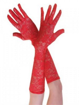 Kırmızı Renk Orta Boy Dantelli Eldiven