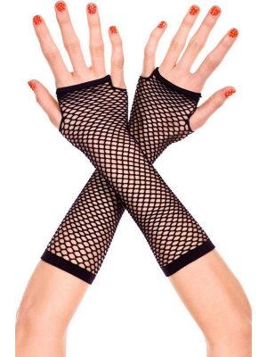 Siyah Renk Uzun File Eldiven - Örgü Eldiven Siyah Renk