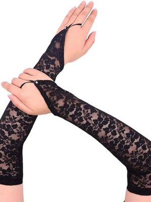 Parmak Askılı Zarif Gece Şıklığı Dantel Eldiven 40 cm