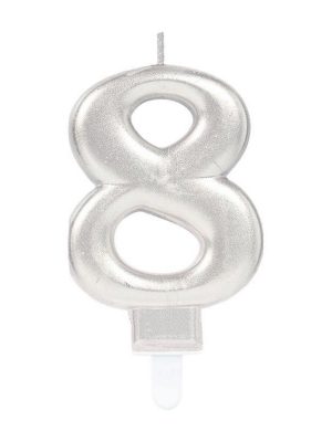 8 Rakam Mum Gümüş Renk