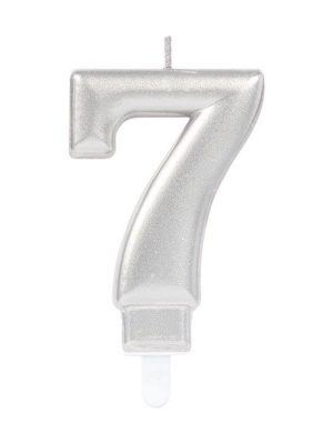 7 Rakam Mum Gümüş Renk