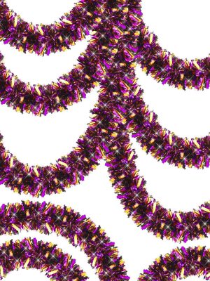 Mor Turuncu Renk 4 cm Genişlik Garland Çift Renk Sim Süs 180 cm