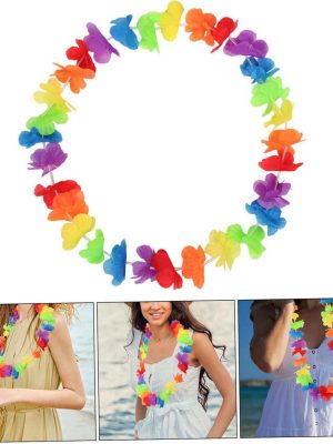Hawaii Çiçekli Boyun Kolyesi - Renkli Tropikal Parti Leisi
