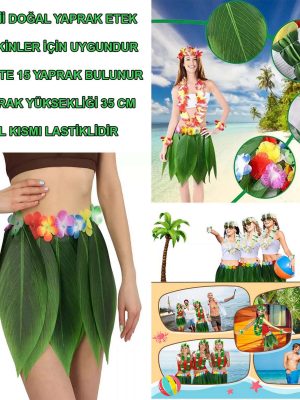 Tropikal Esintili Hawaii Yapraklı Parti Eteği Yetişkin Boy