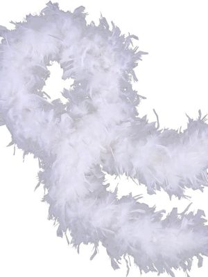 Beyaz Renk Kabarık Kalın Otriş Boa Tüy 6 cm Genişlik 180-200 cm Uzunluk