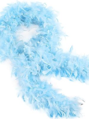 Açık Mavi Renk Kabarık Kalın Otriş Boa Tüy 6 cm Genişlik 180-200 cm Uzunluk