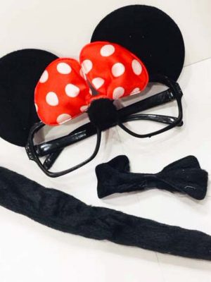 Minnie Mouse Gözlüğü Papyonu Kuyruğu Seti