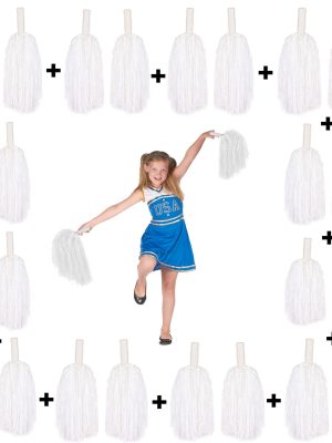 12 Çift ( 24 Adet ) Beyaz Renk 23 Nisan 19 Mayıs 29 Ekim Okul Gösteri Ponponları