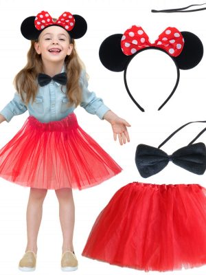 Minnie Mouse Kostüm Seti Etek Taç Kuyruk Papyon Gösteri Seti