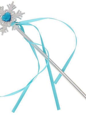 Kar Taneli Mavi Kalp Taşlı Saten Kurdeleli Karlar Ülkesi Elsa Asası Sopası 34 cm