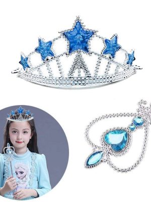 Karlar Ülkesi Elsa Yıldız Mavi Taç ve Elsa Asa Seti 2 Parça