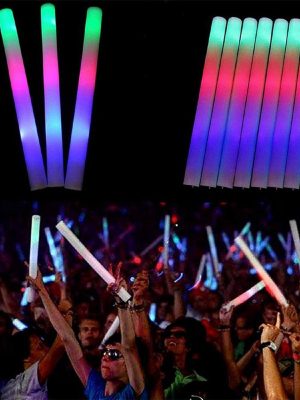 Led Işıklı Rengarenk Sünger Parti Çubuk Işıklı Kauçuk Sopa 46 cm