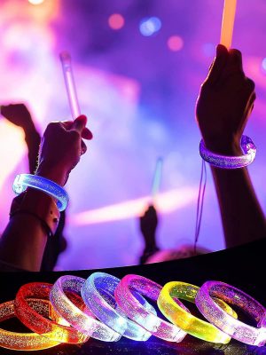 Led Işıklı Pilli Işıklı Rengarenk Kalın Bileklik Işıklı Bilezik Karışık Renk 1 Adet