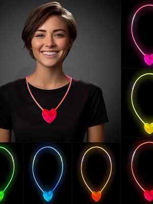 Karanlıkta Yanan Glow Kalp Şekilli Kolye 6 Renk 6 Adet