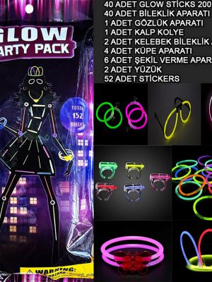 Glow Parti Seti 152 Parçalık Lüks Glow  Kostüm Seti