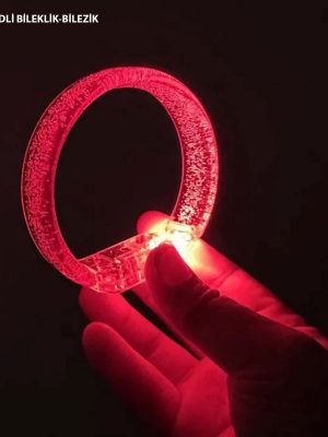 Kırmızı Led Işıklı Baskı Yapılabilen Pilli Bileklik Bilezik 1,5 cm Genişlik