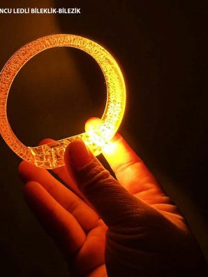 Turuncu Led Işıklı Baskı Yapılabilen Pilli Bileklik Bilezik 1,5 cm Genişlik