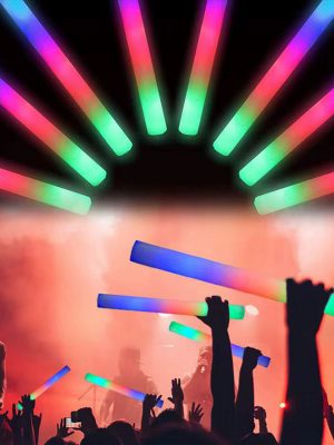 Led Işıklı 3 Modlu Kauçuk Işıklı Sünger Parti Çubuk Sopa - 46 cm (6’lı Paket)