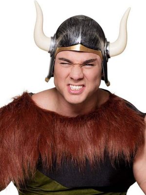 Mega Boynuzlu Viking Ivar Kaskı Eskitilmiş Desen Gümüş Renk