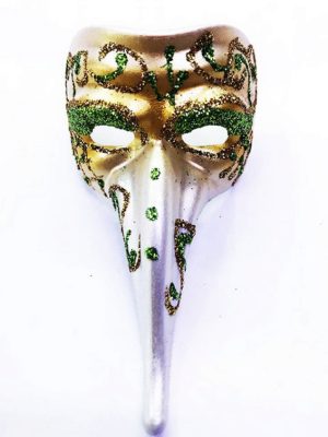 Yeşil Renk İşlemeli Seramik Malzemeden İmal Venedik Uzun Maske Magnet