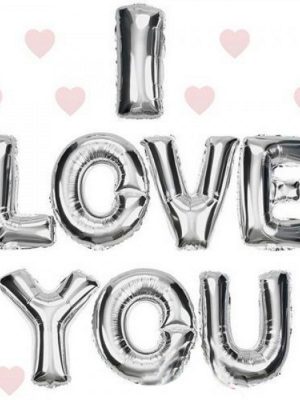 I Love You Folyo Balon Gümüş Renk 35 CM