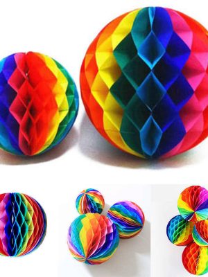 Gökkuşağı Renkli 30 cm Rengarenk Kağıt Süs Fener 1 Adet