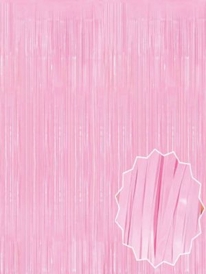 Soft Pembe Püsküllü Kapı Perdesi - Parti, Baby Shower, Cinsiyet Partisi 1x2 m